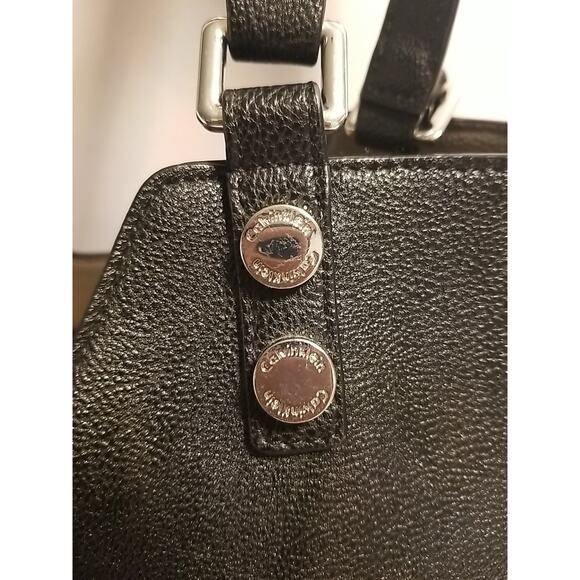 Calvin Klein Large Black Faux Leather Tote Bag Double Strap Shoulder Bag - Picture 2 of 7